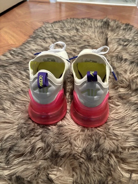 Nike women’s' Air Max 270 React White Neon Yellow Pink Sneakers - Picture 3 of 6